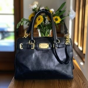 MICHAEL MICHAEL KORS~RARE Black Pebble Leather Satchel Bag EUC